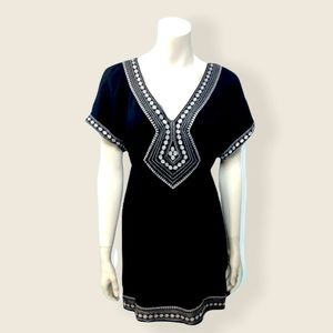 Forever 21 Black Embroidered Tunic Cover Up Dress Size S